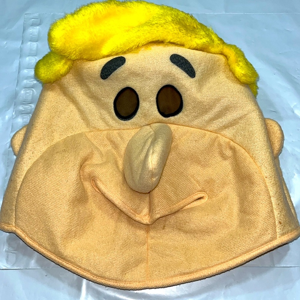 Barney Rubble FACE MASK FLINSTONES Adult size polyester plush COSTUME 1992 vtg